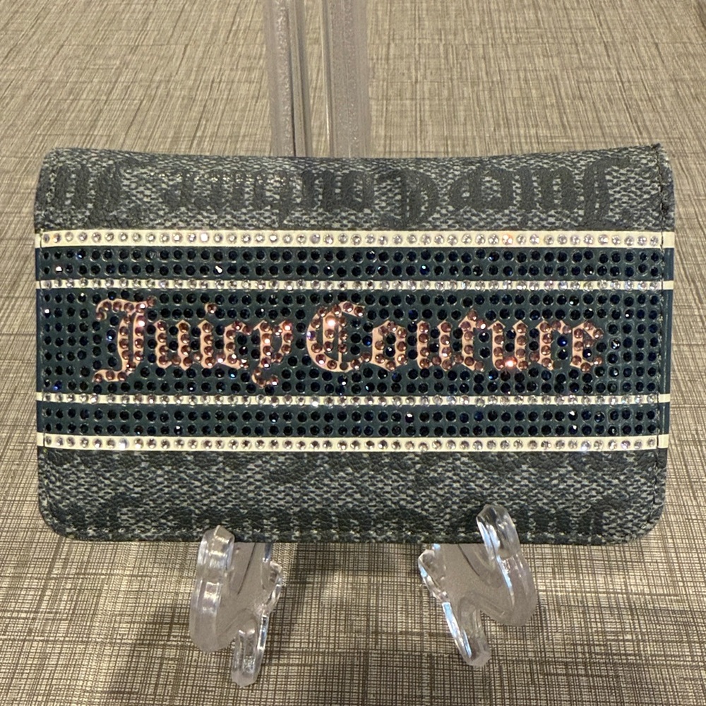 Juicy Couture blue denim wallet with rhinestone accents